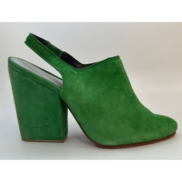 Rachel Comey Shoes - Rachel Comey Kai Slingback Platform Block Heels Pumps Parrot Green Suede 6 to7